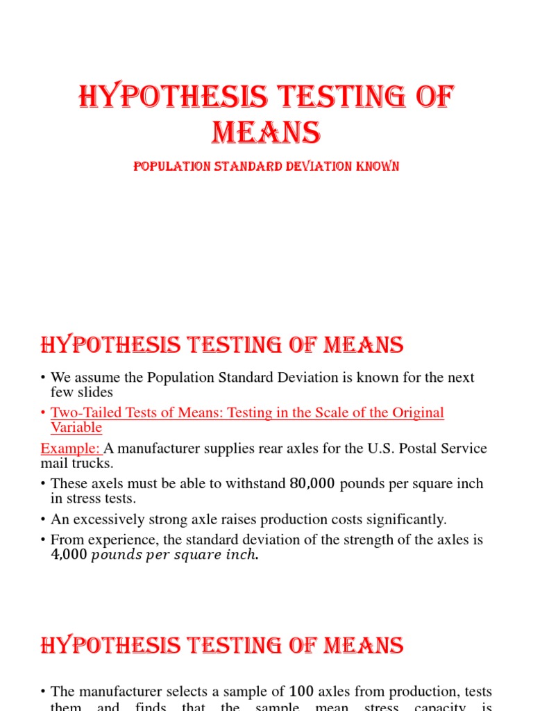 Session 9-Hyp Testing of Means When Sigma Known | PDF | Statistical ...