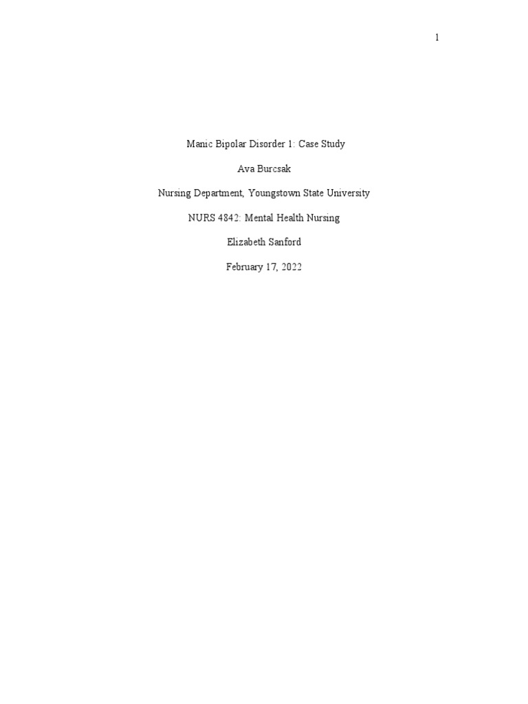 Manic Bipolar Disorder 1 Case Study-2 | PDF | Mental Disorder | Bipolar