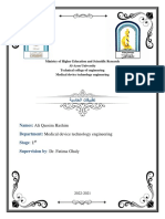 Ali Qassim Hashim Medical Device Technology Engineering 1 Dr. Fatima Ghaly
