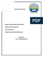 Name: Hassan Sagvan Saeed Husein Experimental Number (2) Date: Subject: Electricity and Electronics