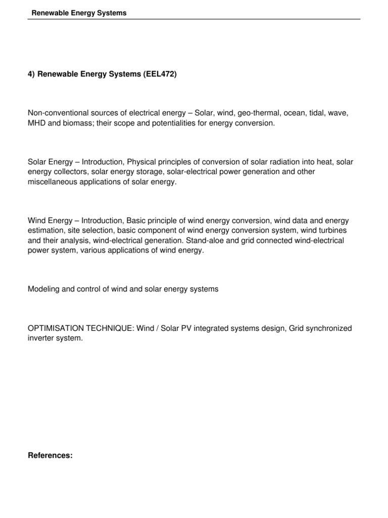 Overview of Renewable Energy Systems | PDF