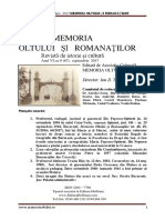 MEMORIA OLTULUI ŞI ROMANAŢILOR Revistă de Istorie Şi Cultură Anul VI, Nr.9 (67), Septembrie 2017 Editată de Asociaţia Culturală MEMORIA OLTULUI