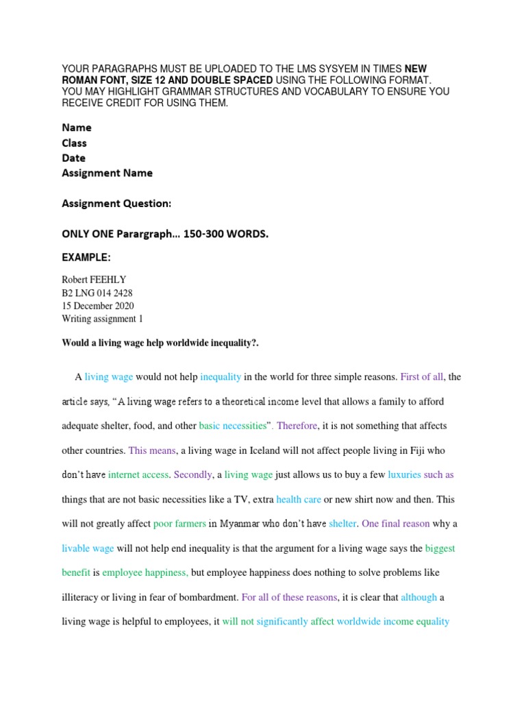 B2 Format For Writing Assignments | PDF
