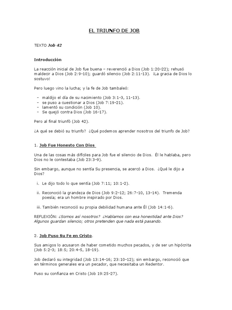 El Triunfo de Job (Job 42) | PDF | Libro de trabajo | Cristo (título)