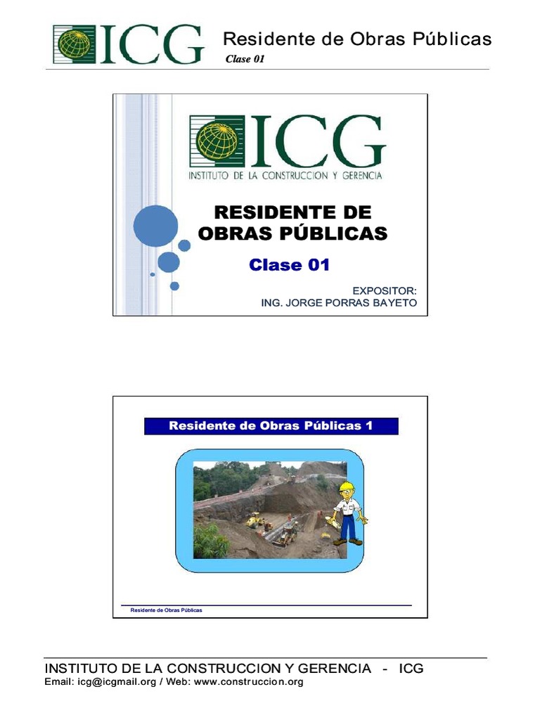Residente de Obras Públicas: Clase 01 | PDF