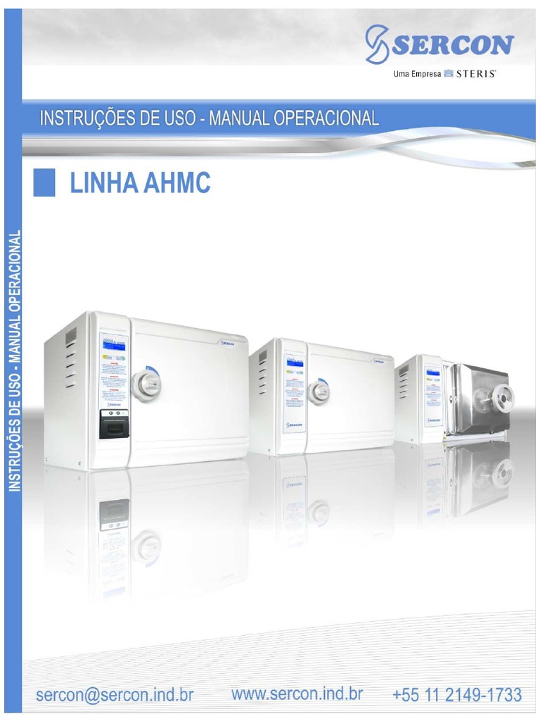 Manual Autoclave Sercon Ahmc5, 6, 10, 13, 14 (21, 25, 42, 54 e 56