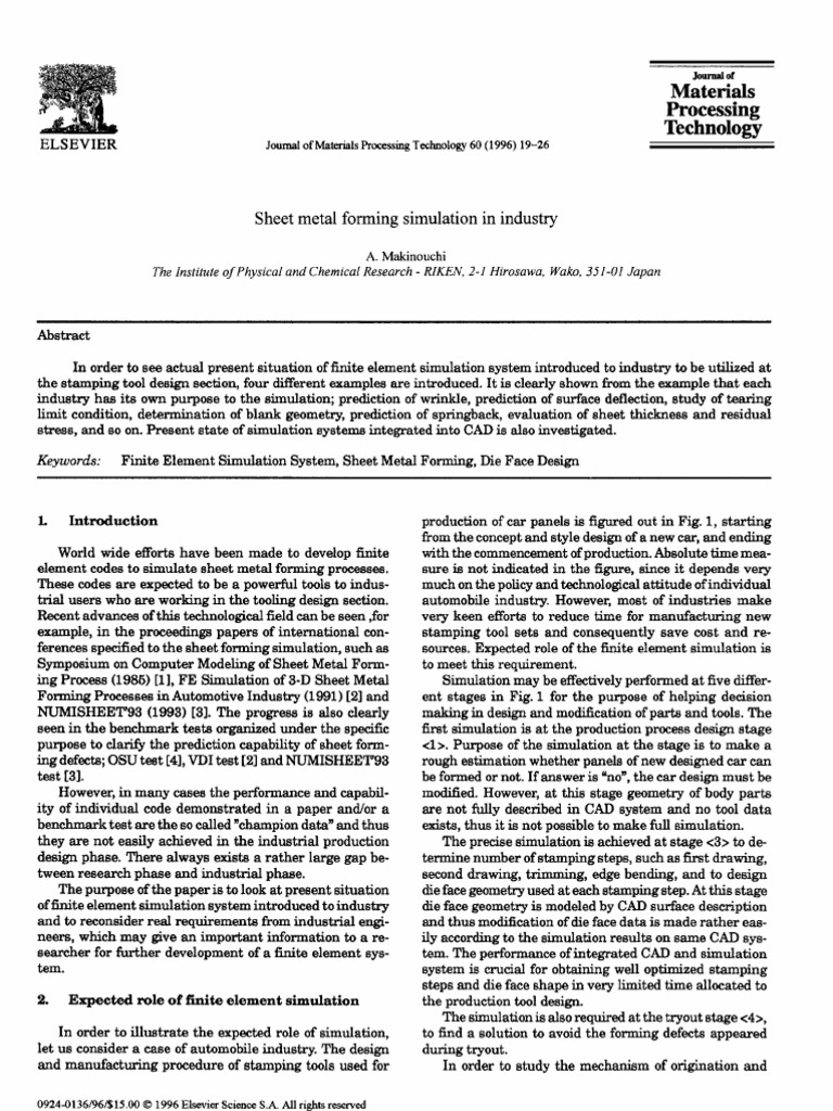 Sheet Metal Forming Simulation in Industry | PDF | Computers ...