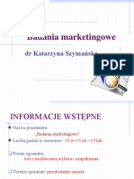 Badania Marketingowe - Wykład 1
