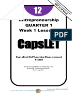 Entrepreneurship Quarter 1 Week 1 Lesson 1: Capslet