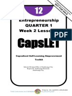 Entrepreneurship Quarter 1 Week 2 Lesson 1: Capslet