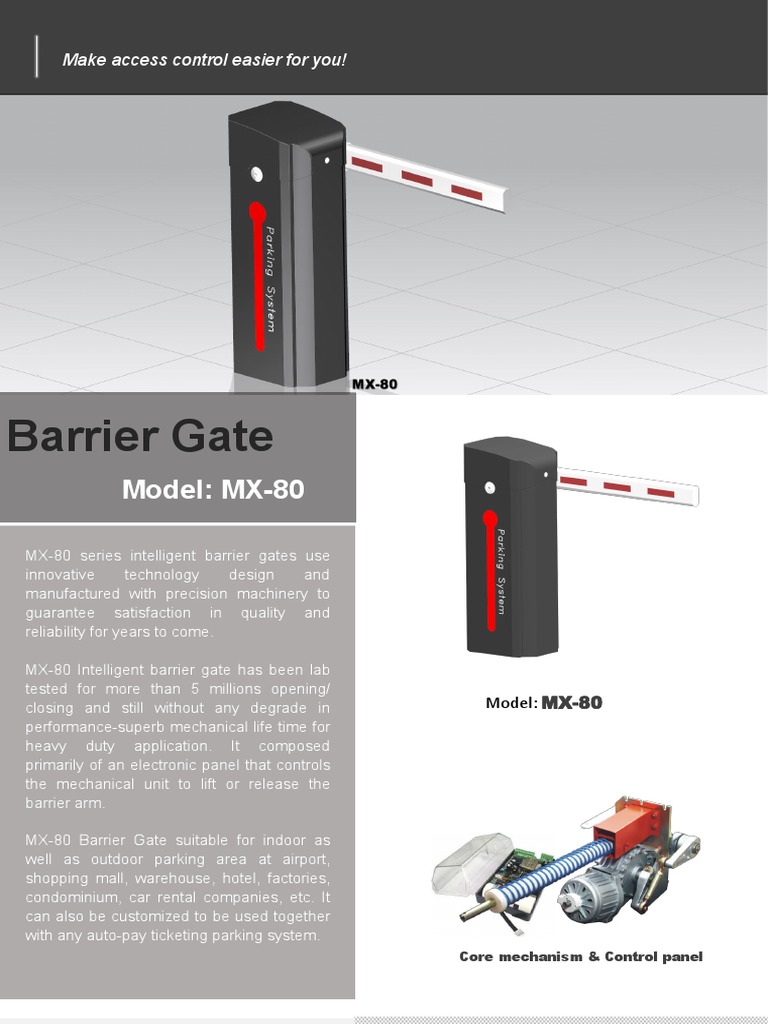 Barrier Gate MX 80 PDF Electricity Manufactured Goods