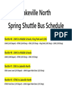 Lakeville North Spring Shuttle Bus Schedule: Shuttle #6: LNHS To Middle Schools, King Park and LSHS
