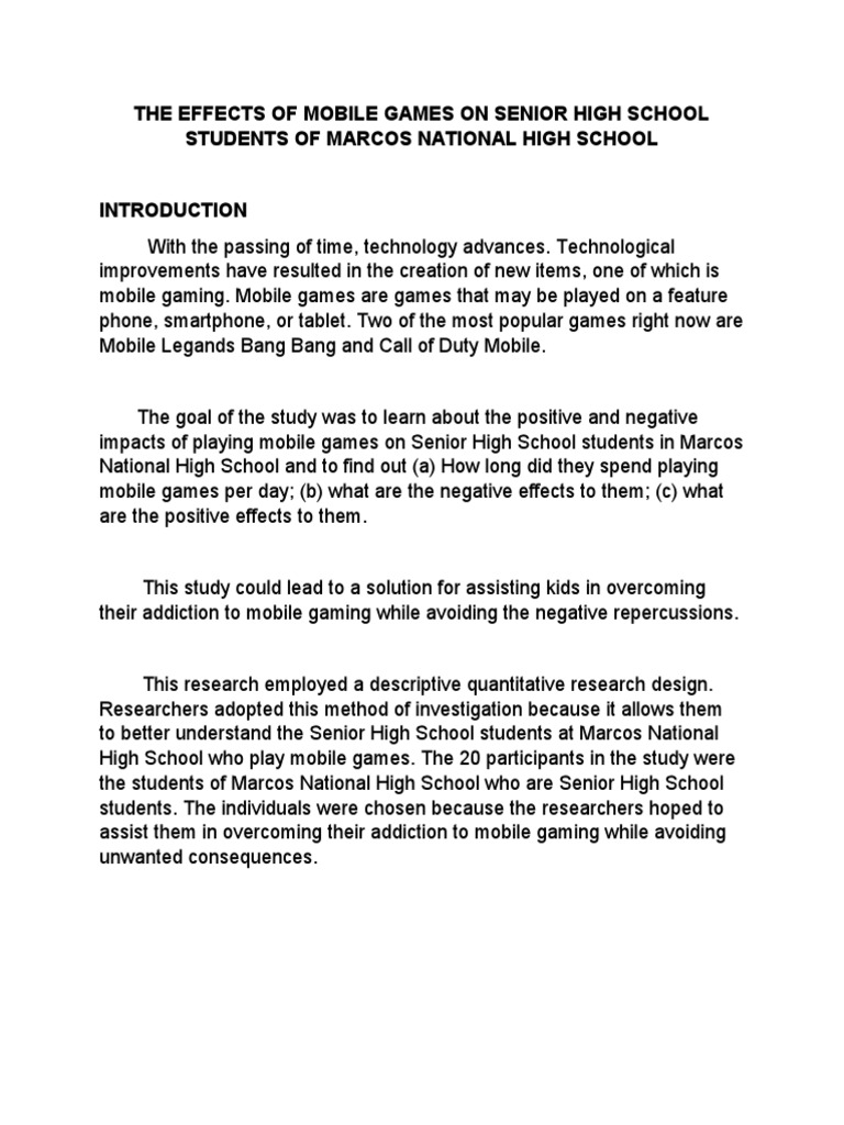 Effects of Mobile Games on Students | PDF | Mobile Phones | Mobile Game