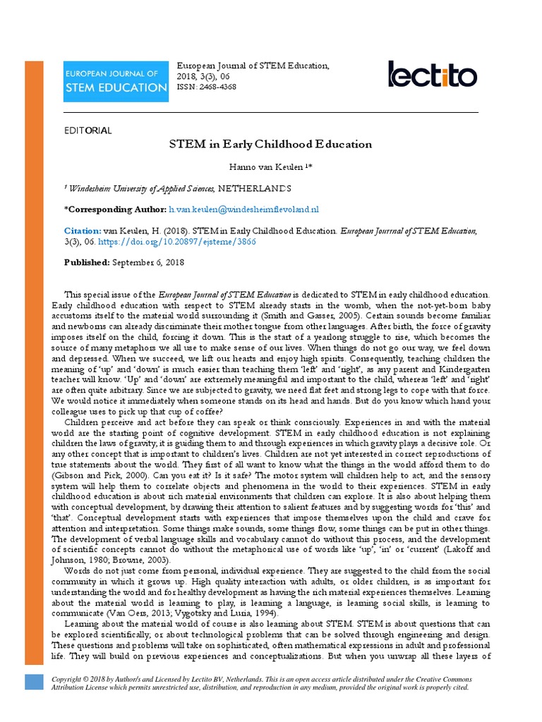 STEM in Early Childhood Education | PDF | Experience | Perception