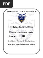 Syllabus For S.Y.Bcom Course: Semester: Iii: Jai Hind College Autonomous