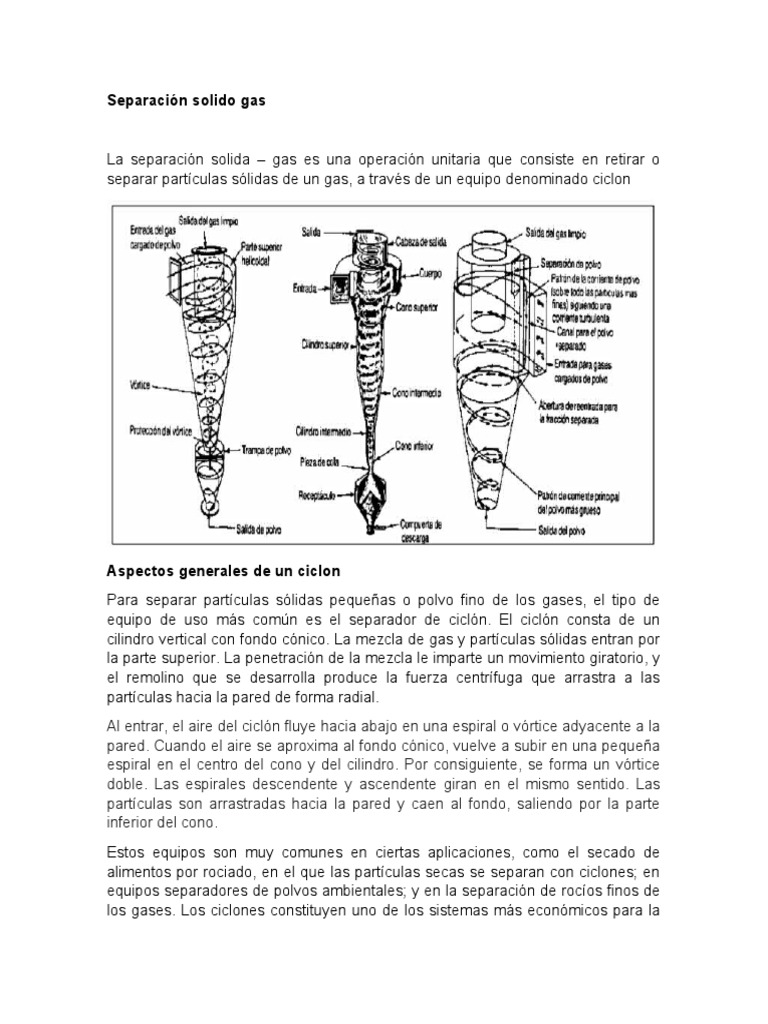 Separación Sólido-Gas: Ciclones y Eficiencia | PDF