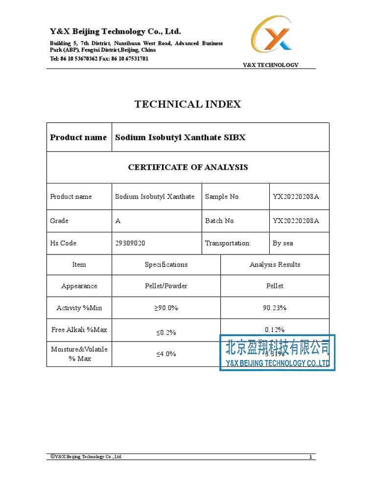 Sodium Isobutyl Xanthate Analysis | PDF