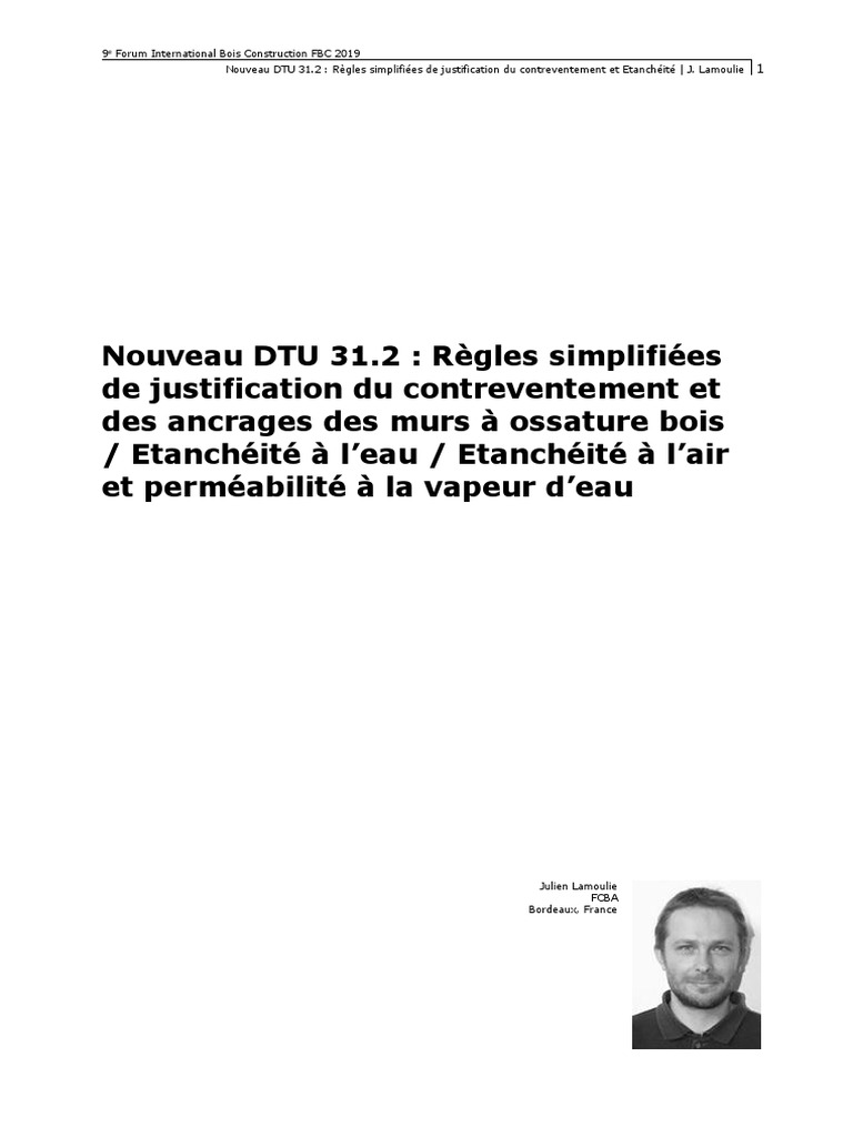 Nouveau DTU 31.2 : Contreventement Bois | PDF | Bois (matériau de ...