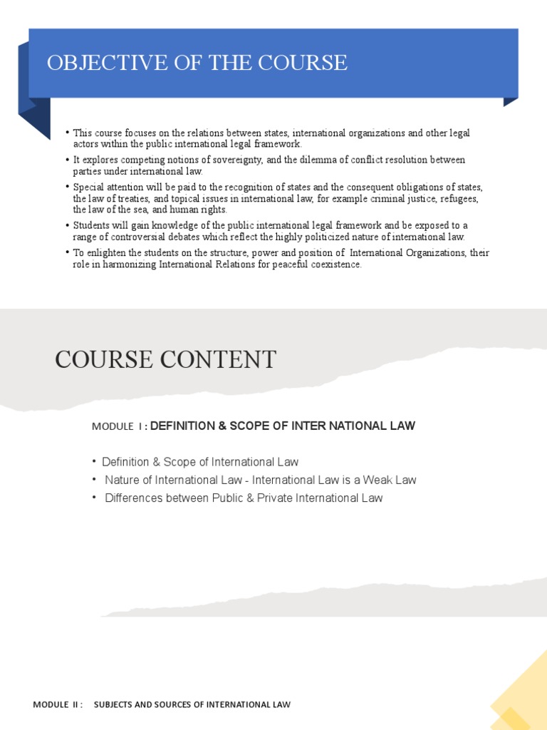Overview of Public International Law Course | PDF | International Law ...