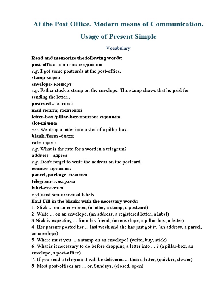 At The Post Office | PDF