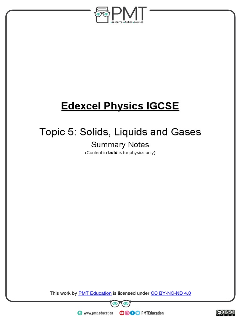 IGCSE Physics: States of Matter Summary | PDF | Gases | Temperature