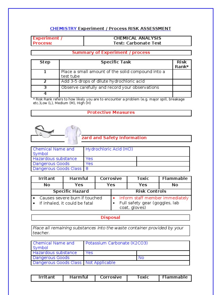Risk Assessment Dangerous Goods Toxicity