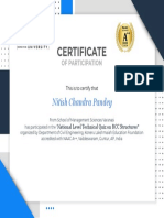 Nitish Chandra Pandey KLEF National Quiz Certificate