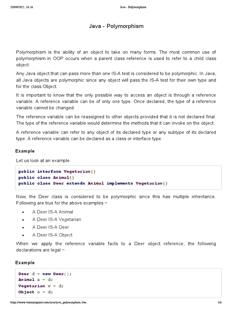 Java - Polymorphism | PDF | Inheritance (Object Oriented Programming ...
