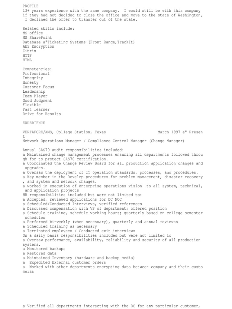 Data Center Manager Or Manager Of Network Operations Center Or M PDF