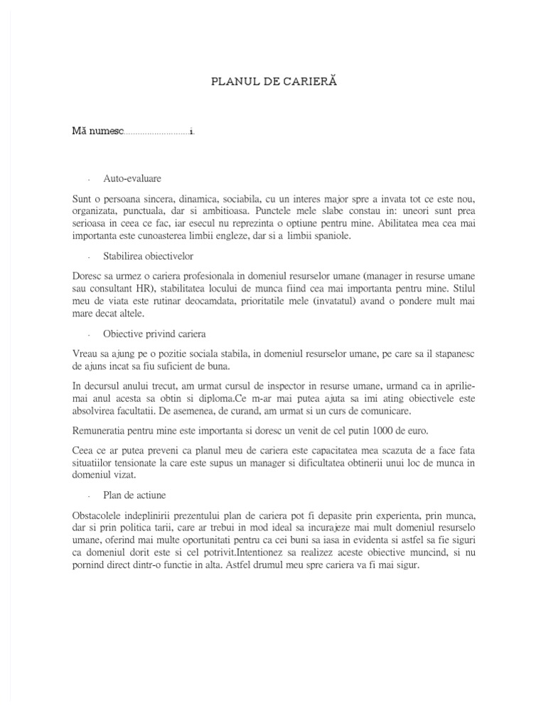 PDF Model Plan De Cariera PDF