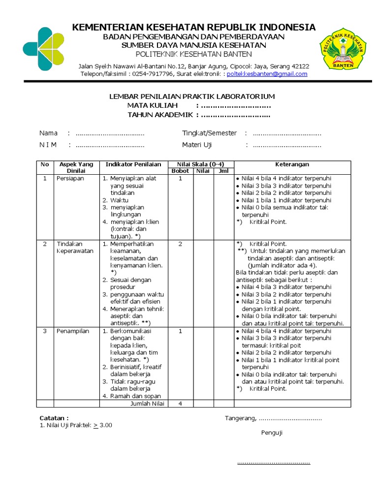 Lembar Penilaian Praktik Laboratorium | PDF