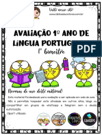 Avaliação 1º Ano de Língua Portuguesa Clickseducativos 1º Bimestre