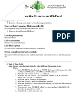 Lab 08 Practice Exercise On MS-Excel: Objective Current Lab Learning Outcomes (LLO)