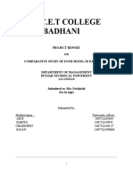 S.C.C.E.T College Badhani: Project Report ON Comparative Study of Four Hotel in Pathankot