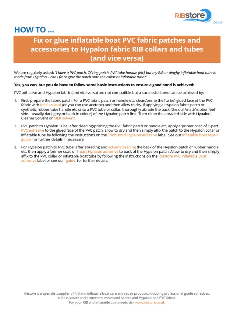HOW TO Glue Hypalon To PVC and Vice Versa PDF