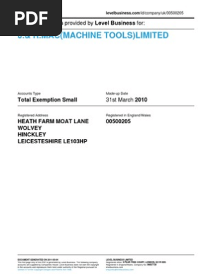J R Mac Machine Tools Limited Annual Accounts Provided By Level Business For Property Law Civil Law Common Law