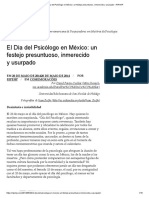 El Día Del Psicólogo en México - Un Festejo Presuntuoso, Inmerecido y Usurpado - RIPeHP