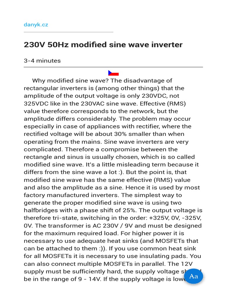Modified Sine Wave Inverter Guide | PDF | Power Inverter | Mains ...