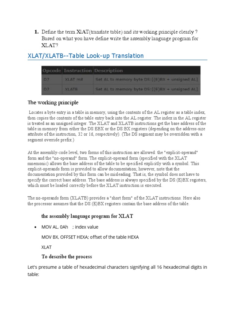 Define The Term XlAT PDF Assembly Language Computer Hardware