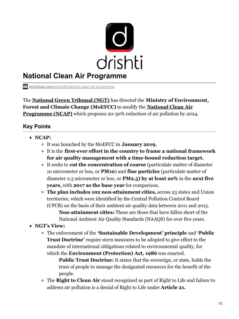 National Clean Air Programme Overview | PDF | Air Pollution | Particulates