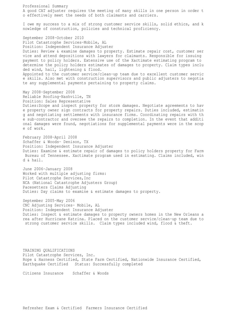 Insurance Claims Adjuster | PDF | Insurance | Business