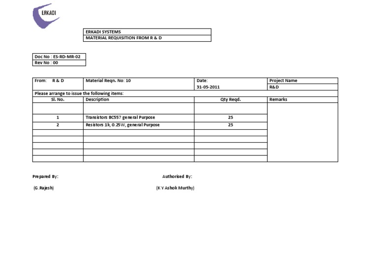 R&D Requisition Form2 | PDF