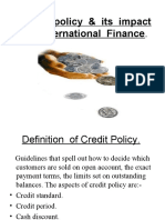 Credit Policy & Its Impact On International Finance