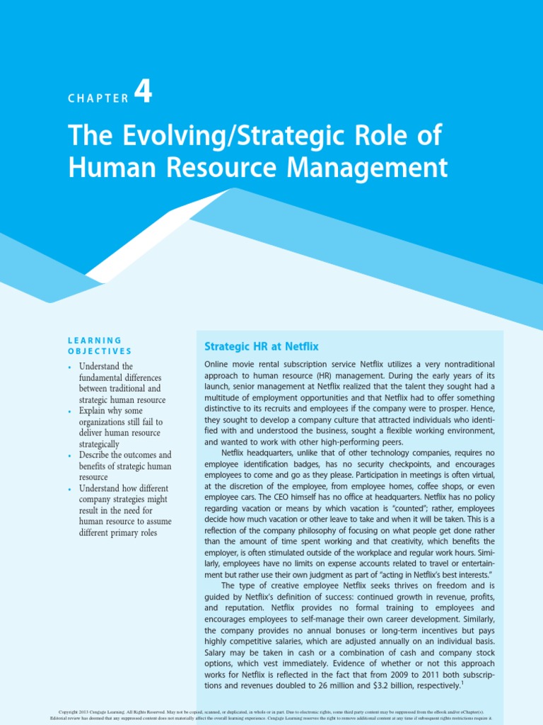 CH 4 The Evolving or Strategic Role of HRM | PDF | Human Resource ...