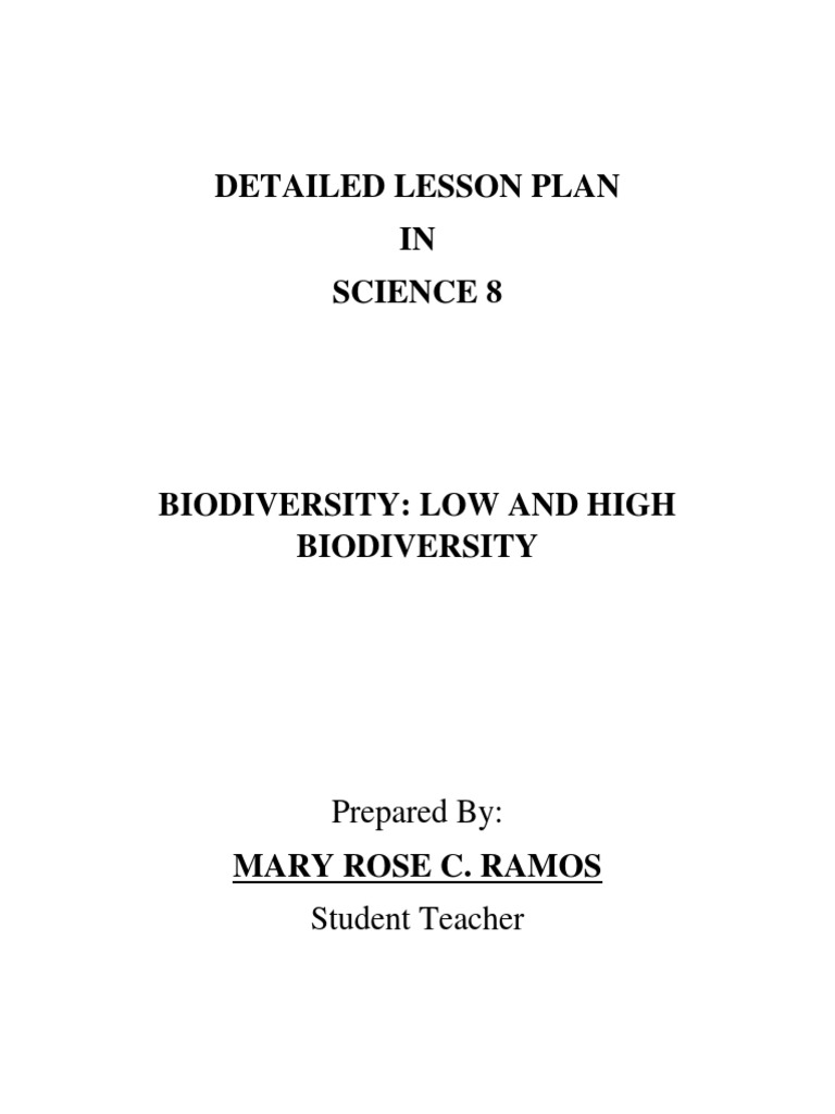 Biodiversity Lesson Plan for Grade 8 | PDF | Ecosystem | Grassland