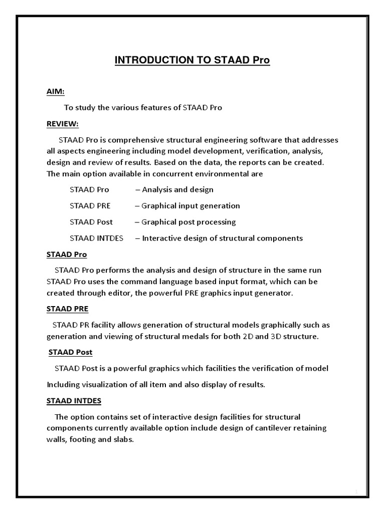 STAAD Pro Structural Analysis Guide | PDF | Mechanical Engineering ...