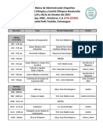 Cronograma Curso Basico de Administracion Deportiva Taulabe, Comayagua