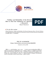 Validity and Reliability of the Research Instrument How to Test the Validation of a Questionnaire Survey in a Research