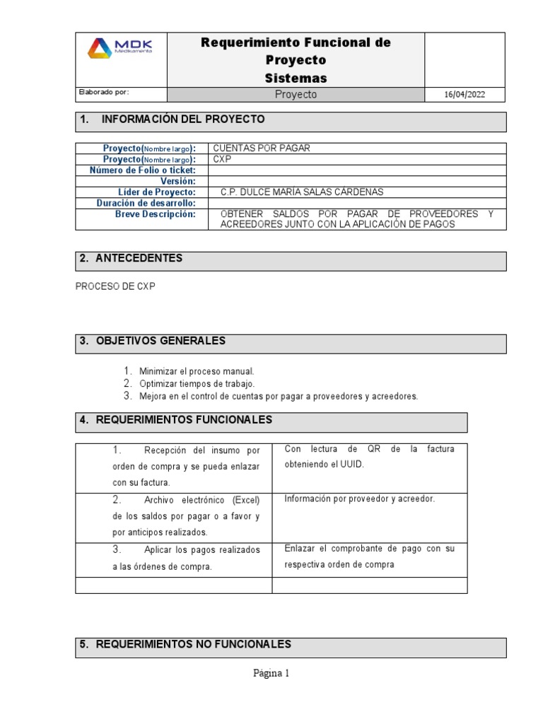 Ejemplo de RFP para Cuentas por Pagar | PDF | Informática | Software