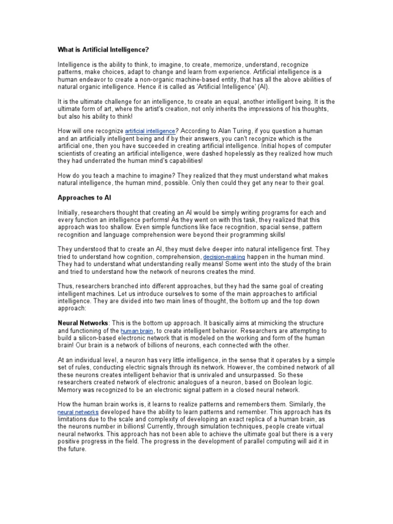 Understanding Artificial Intelligence Approaches | PDF | Artificial ...